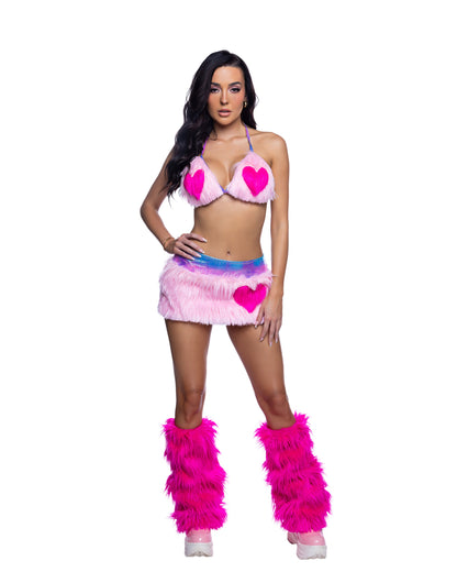Faux Fur Heart Skirt and Top Set
