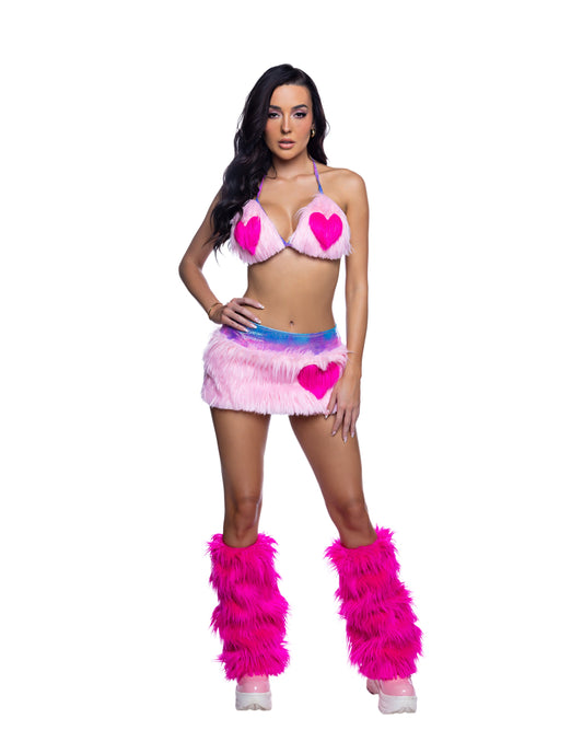 Faux Fur Heart Skirt and Top Set