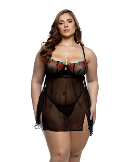 Cherry Deght Babydoll 2pc Set