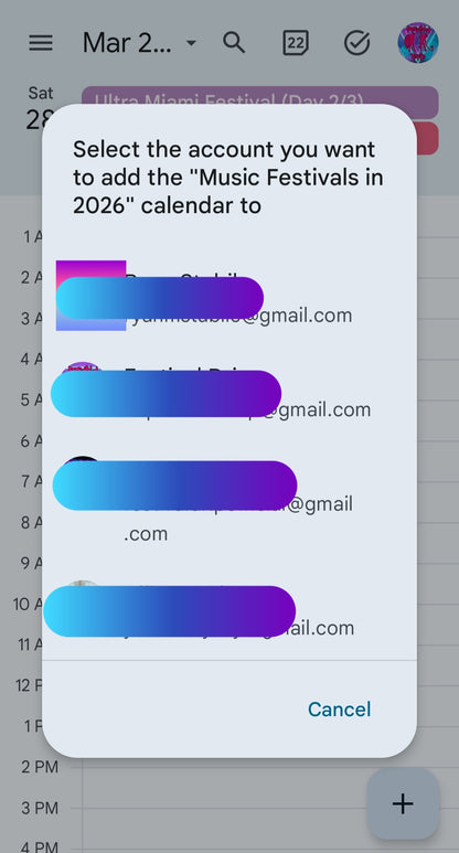 Music Festivals 2026 Calendar & Planner with Digital iCal Sync