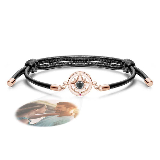 Custom Photo Projection Men's Navigational Compass Bracelet Handmade Festival Accessory