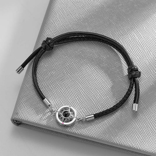 Custom Photo Projection Men's Navigational Compass Bracelet Handmade Festival Accessory