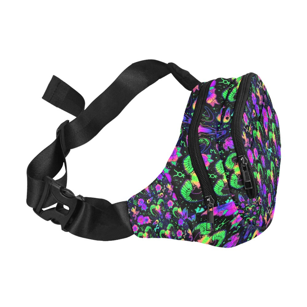 Ultimate Festival Fanny Pack Psychedelic Blacklight Glow Waist Travel Sling Bag for Men Women Unisex
