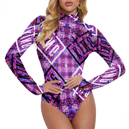 Sullivan King All-Over Print High Neck Long Sleeve Bodysuit