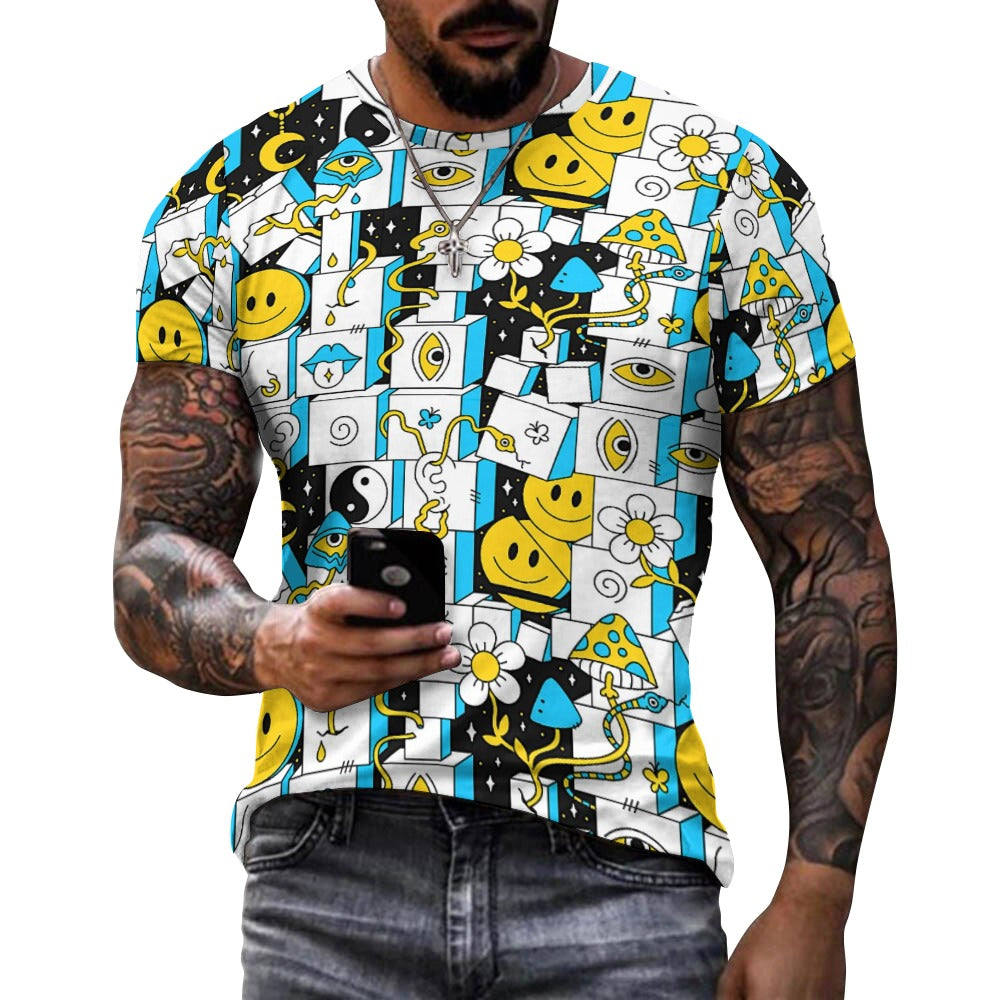 Men's Acid Wave Fitted Rave Shirt Super Soft Breathable Sweat-Proof Odor-Resistant Music Festival Tee