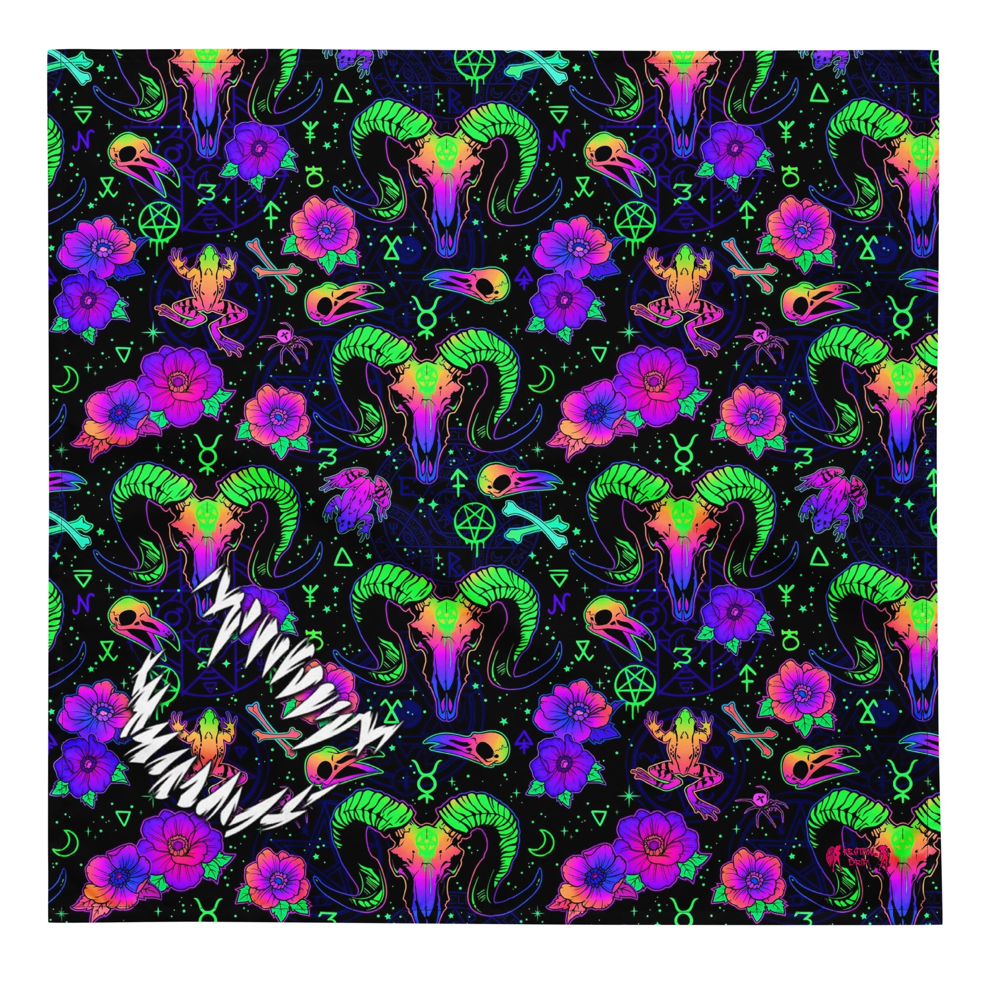 blacklight glow mushroom bandana