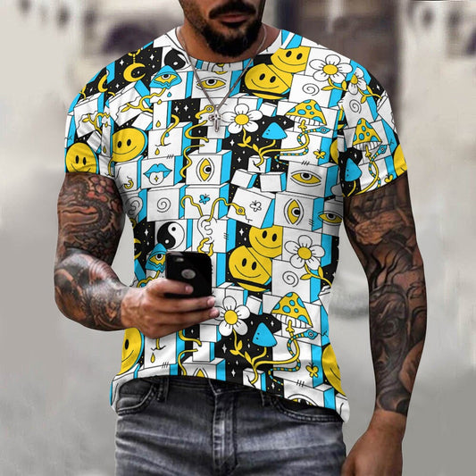 Men's Acid Wave Fitted Rave Shirt Super Soft Breathable Sweat-Proof Odor-Resistant Music Festival Tee