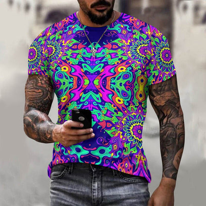 Men's Psychedelic Fitted Rave Shirt Super Soft Breathable Sweat-Proof Odor-Resistant Music Festival Tee