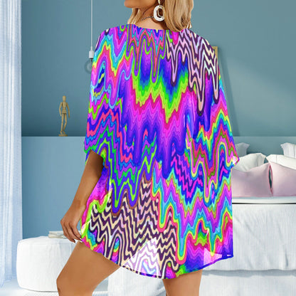 Face Melt Women's Kimono Chiffon Cover Up Robe