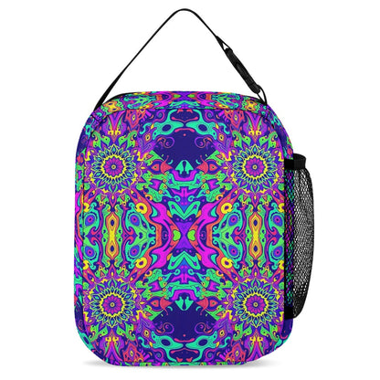 Psychedelic Backpack, Lunchbox, and Wallet Three piece set combination Travel Bag Package Set