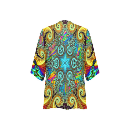 Fractals Women's Psychedelic Kimono Chiffon Cover Up