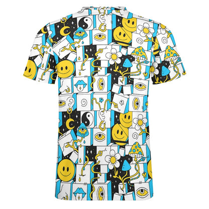 Men's Acid Wave Fitted Rave Shirt Super Soft Breathable Sweat-Proof Odor-Resistant Music Festival Tee