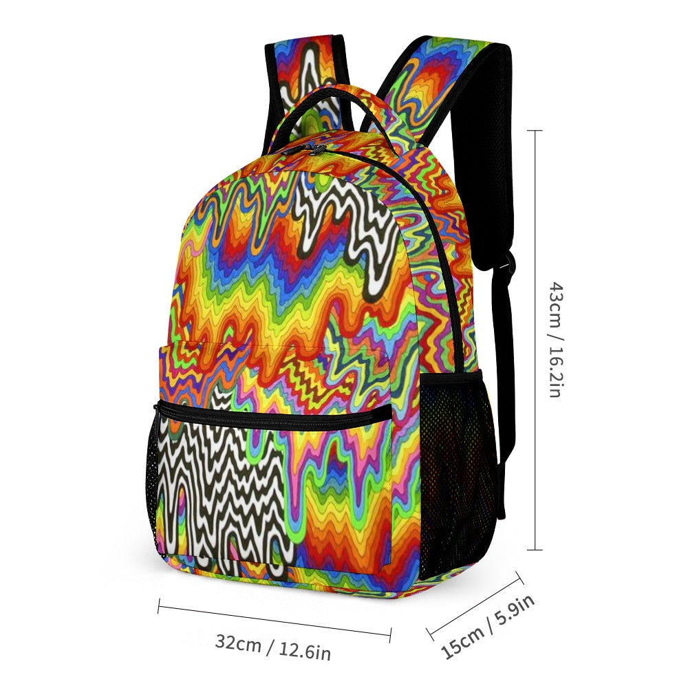 Psychedelic Backpack, Lunchbox, and Wallet Three piece set combination Travel Bag Package Set