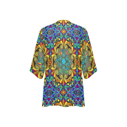 Fractals Women's Psychedelic Kimono Chiffon Cover Up