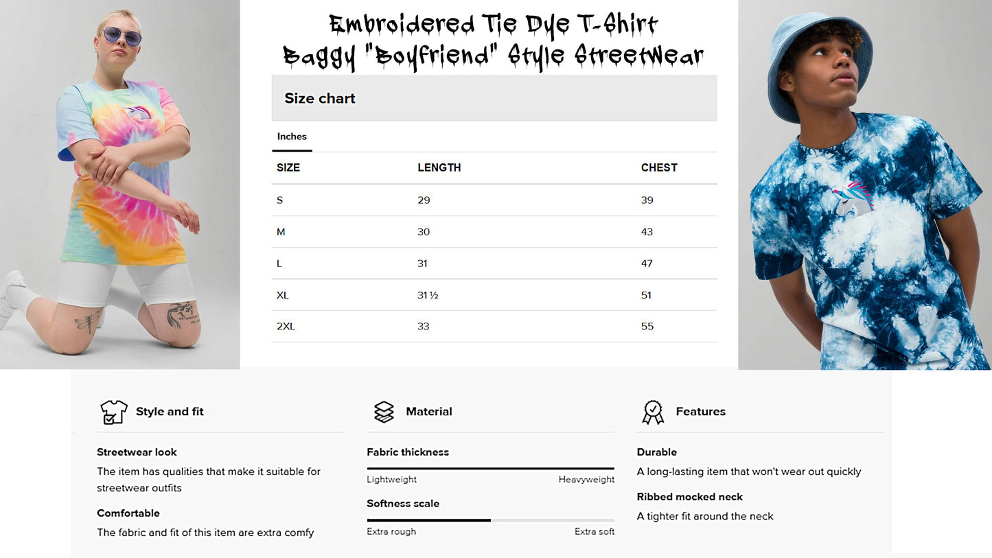 Excision Embroidery Tie Dye Rave T-Shirt for Headbanger Men Women Unisex