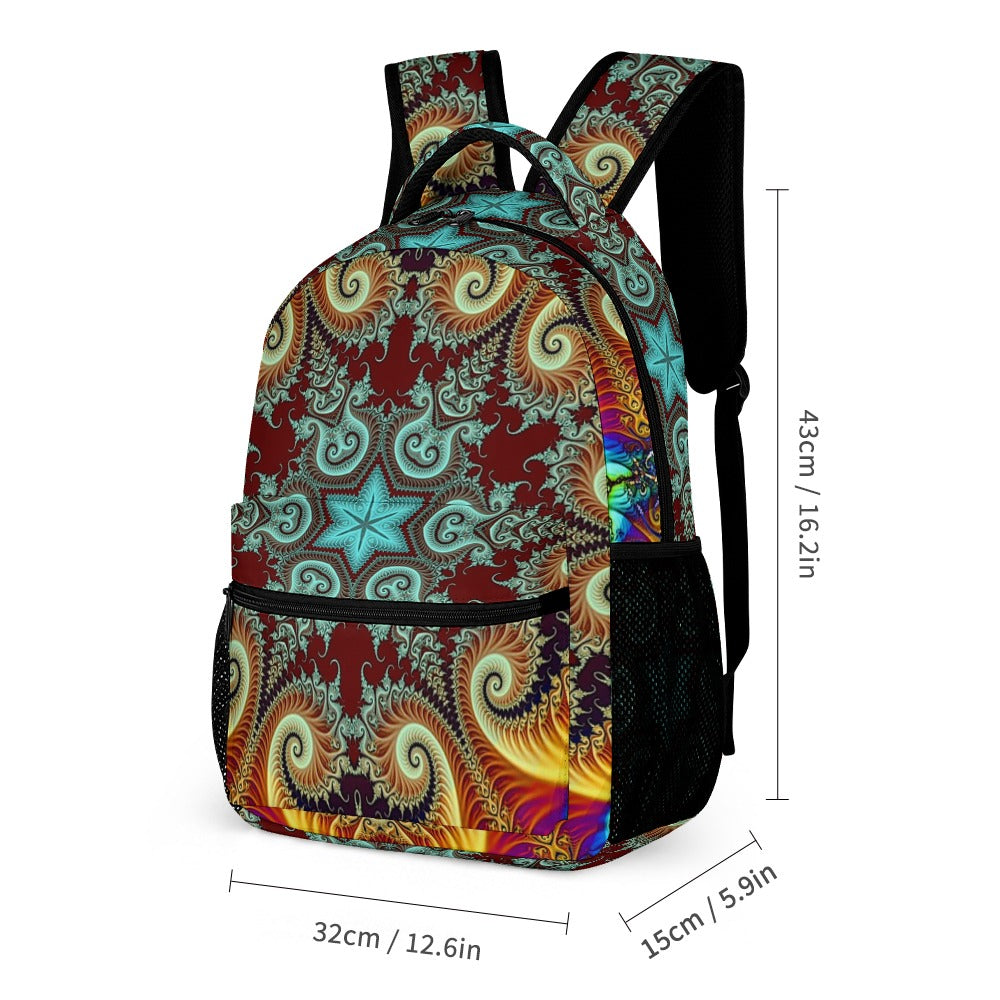 Psychedelic Backpack, Lunchbox, and Wallet Three piece set combination Travel Bag Package Set
