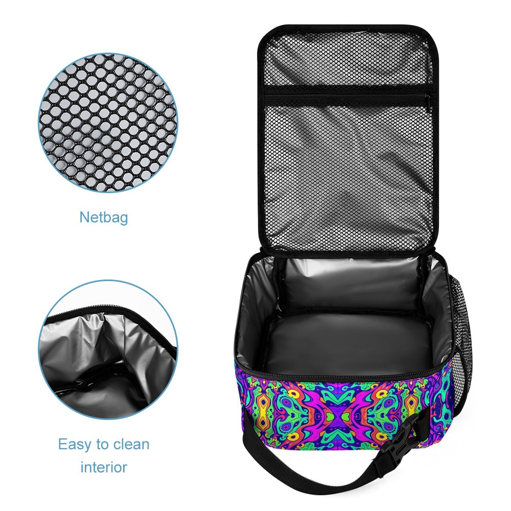 Psychedelic Backpack, Lunchbox, and Wallet Three piece set combination Travel Bag Package Set