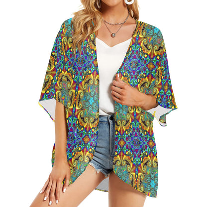 Fractals Women's Psychedelic Kimono Chiffon Cover Up