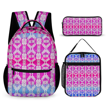 Psychedelic Backpack, Lunchbox, and Wallet Three piece set combination Travel Bag Package Set