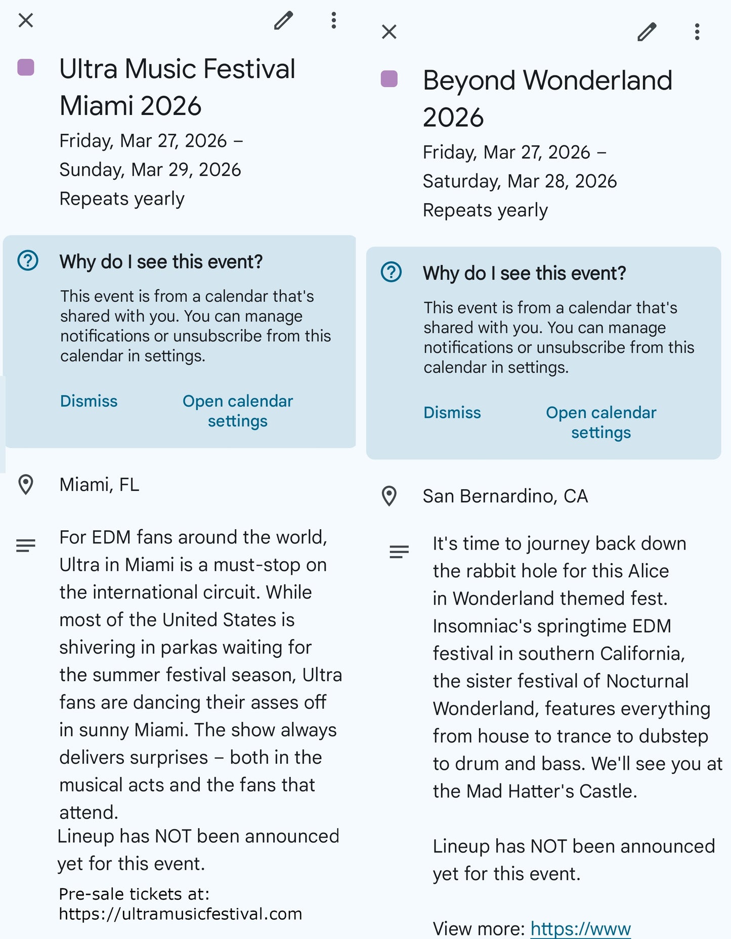 Music Festivals 2026 Calendar & Planner with Digital iCal Sync