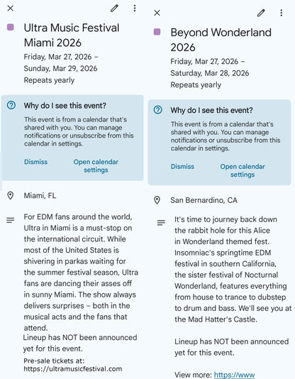 Music Festivals 2026 Calendar & Planner with Digital iCal Sync