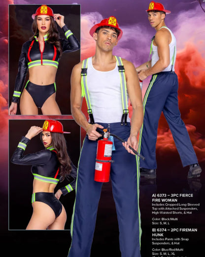 Fireman Hunk Costume 2pc Set