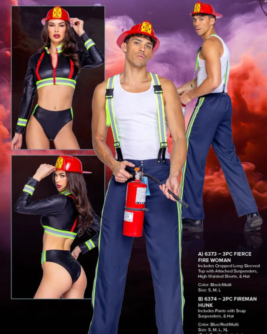 Fireman Hunk Costume 2pc Set