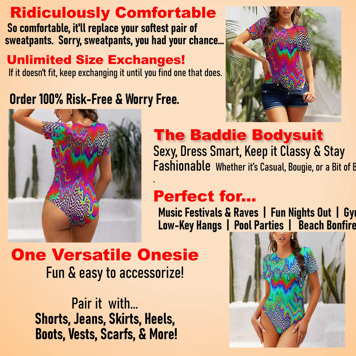 EDM Artists Rave Bodysuit, Rave Outfit for Women, 6 Styles, Festival One Piece Shortsleeve Tank Jumpsuit, Stretchy Singlet Onesie, DJ Logos