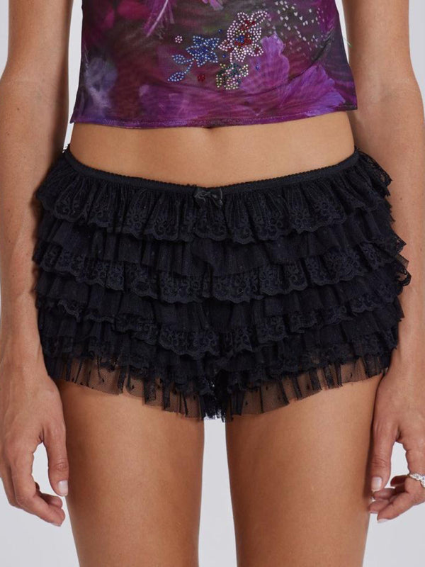 Twerk Shorts Ruffled Wavy Low Rise