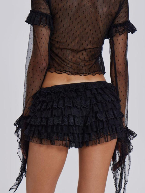 Twerk Shorts Ruffled Wavy Low Rise