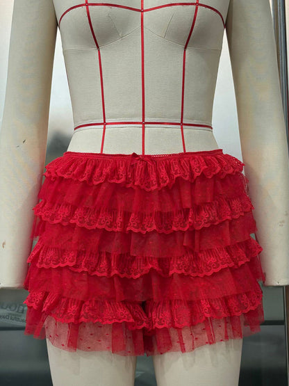 Twerk Shorts Ruffled Wavy Low Rise