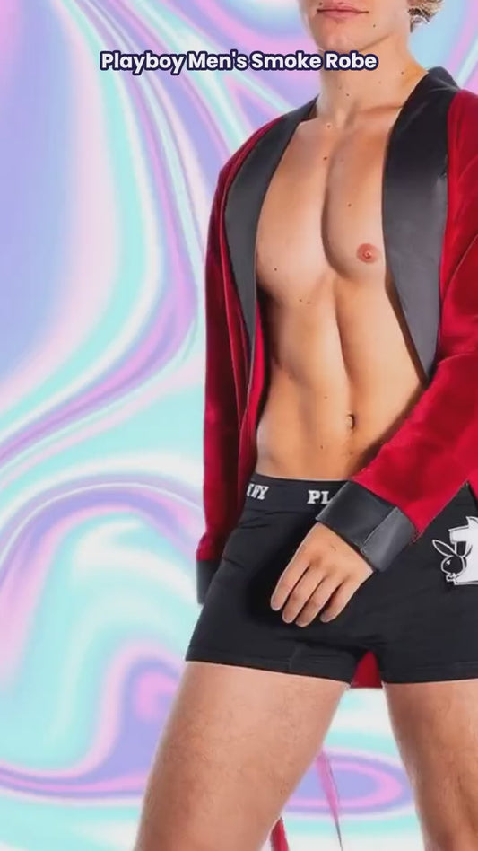 Men's Velvet Hugh Hefner Robe with Playboy Embroidery