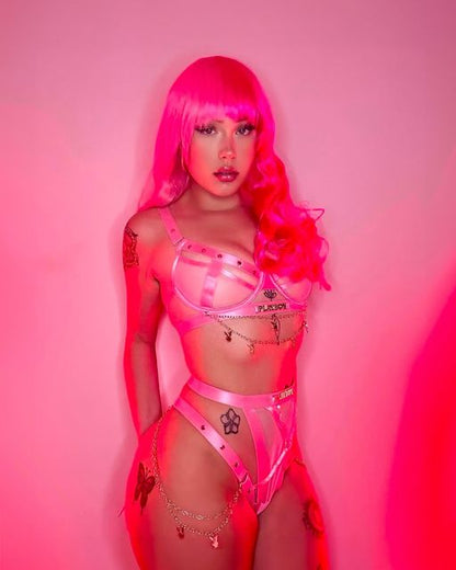 Playboy Strappy Luck Charm 2pc Lingerie Set with Chain Detail