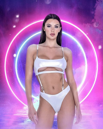 Metallic Iridescent Romper Sling Bodysuit