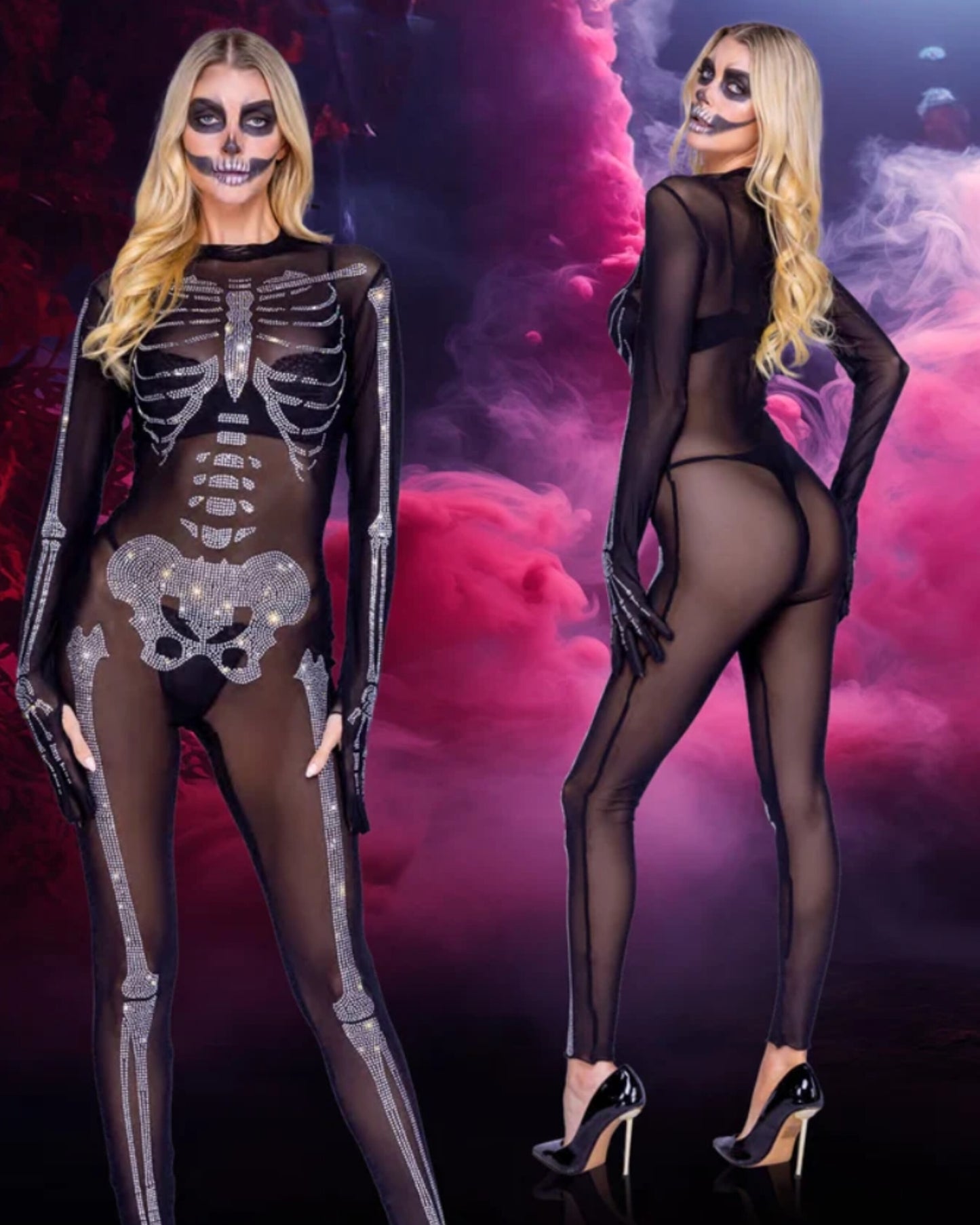 Women's Sparkling Skeleton Classic Halloween Costume
