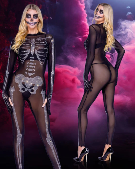 Women's Sparkling Skeleton Classic Halloween Costume