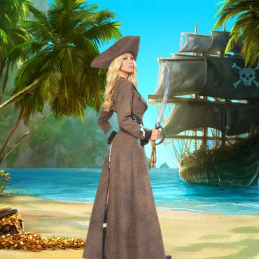 Deluxe 4pc Pirate Captain Costume Set