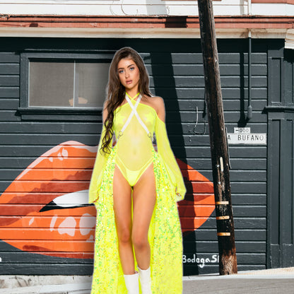 Coated Fishnet Bodysuit
